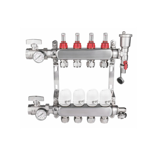 Flow meter temperature control type 304 stainless steel floor heating water distributor